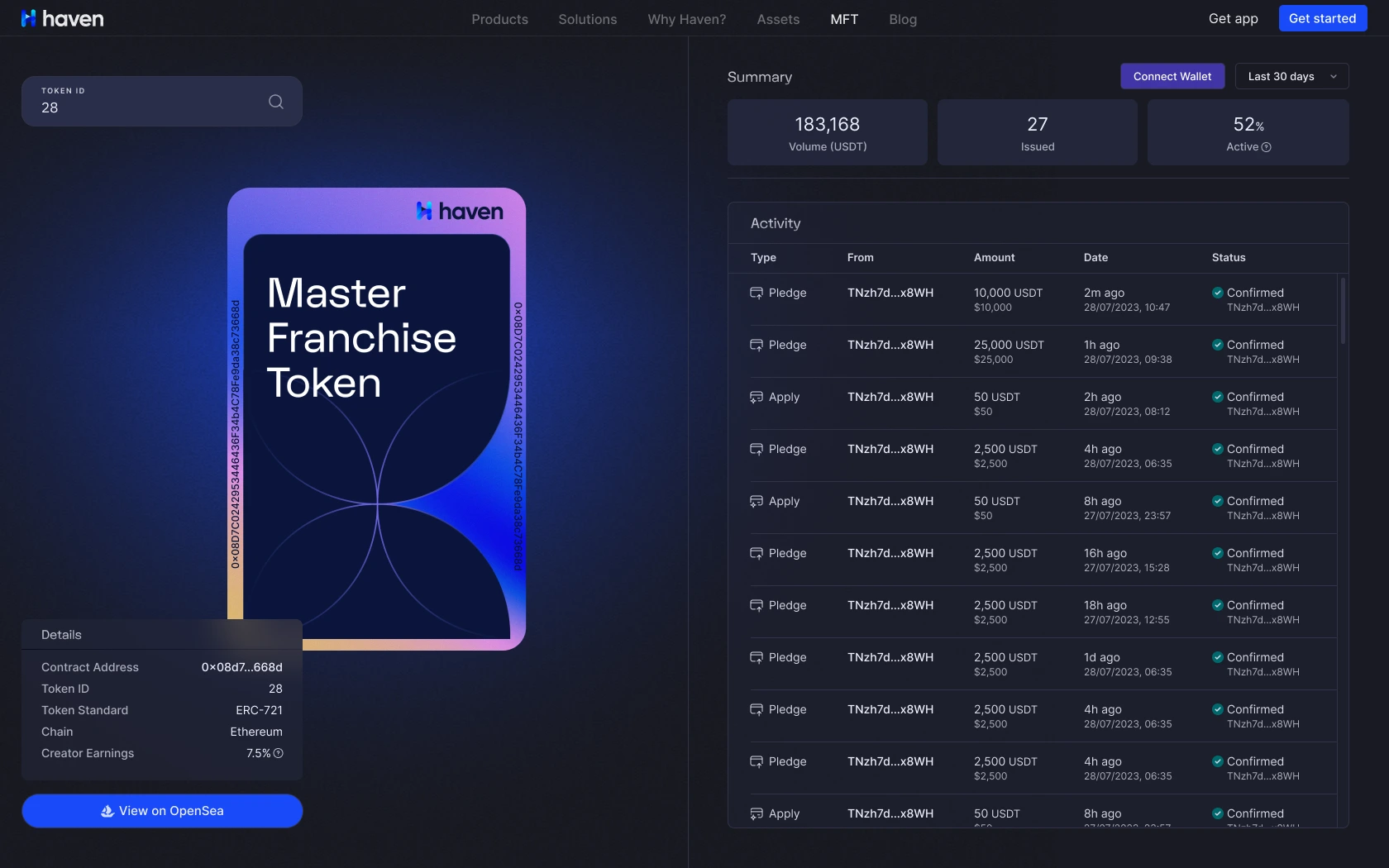 UI Design for Haven Wallet